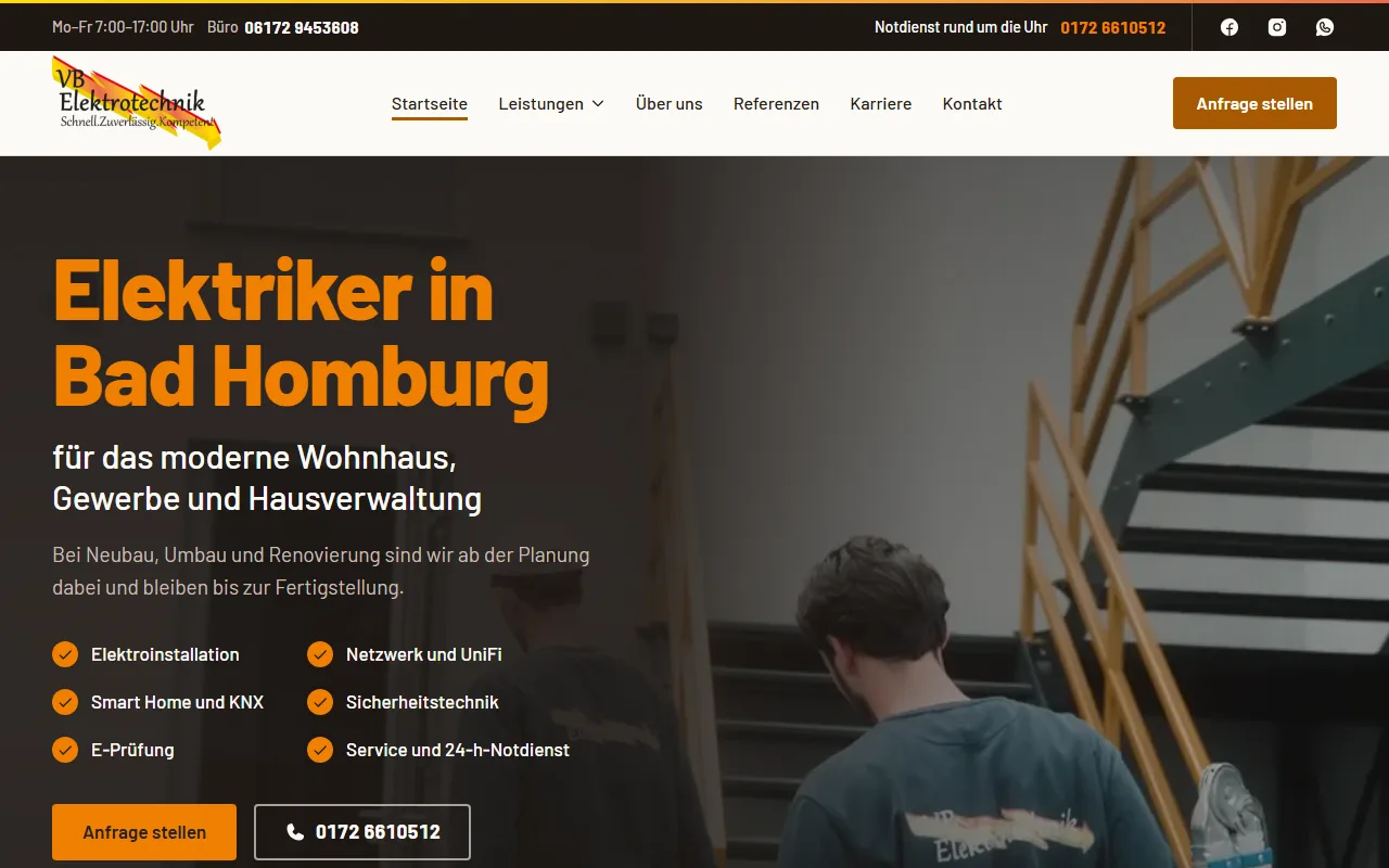 Startseite von VB Elektrotechnik